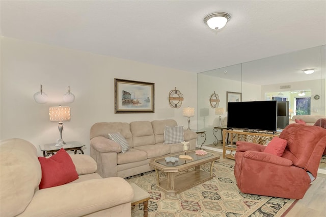 living room with light wood-type flooring