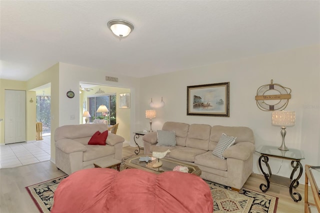 living room featuring light hardwood / wood-style floors