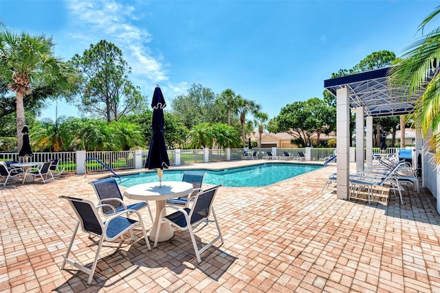 view of pool featuring a patio