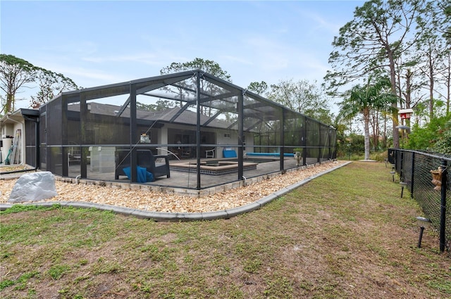 view of yard featuring a lanai