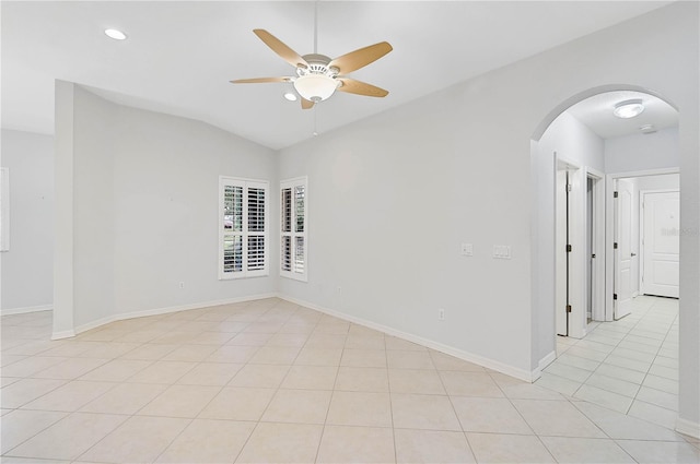 4575 Cancello Grande Ave, Venice, FL 34293 - tiled spare room featuring lofted ceiling and ceiling fan