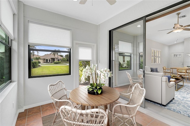 4575 Cancello Grande Ave, Venice, FL 34293 - dining space featuring ceiling fan and light tile patterned floors