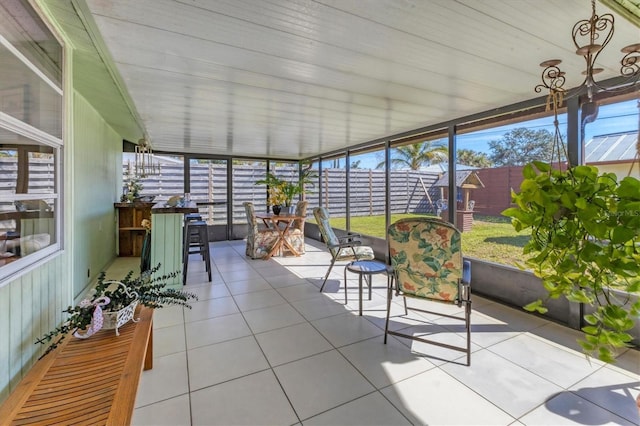 view of unfurnished sunroom