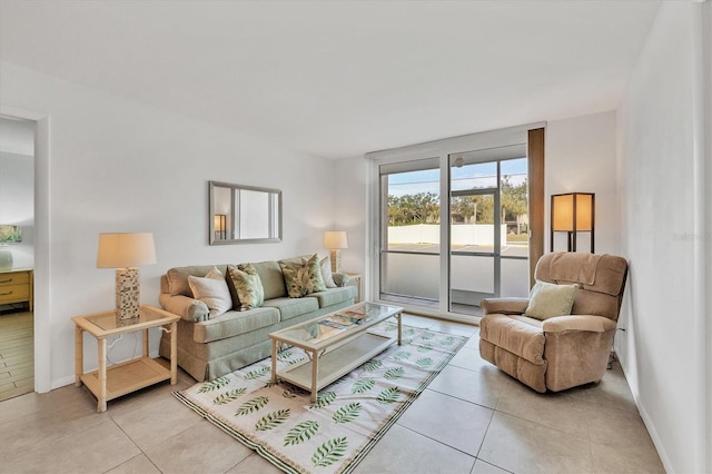 view of tiled living room