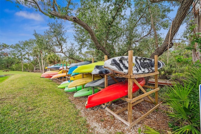 view of play area with a yard