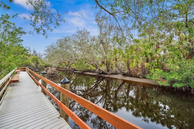 dock area featuring a water view