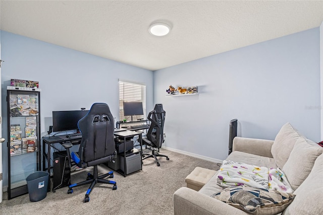 16766 Carlton Pond St, Wimauma, FL 33598 - carpeted home office featuring a textured ceiling
