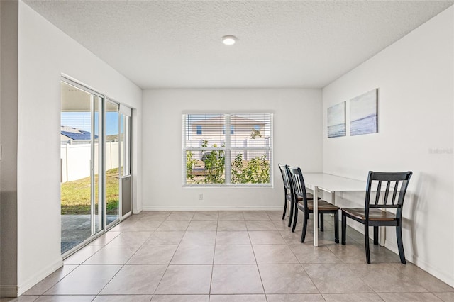 16766 Carlton Pond St, Wimauma, FL 33598 - dining room with light tile patterned floors and a textured ceiling