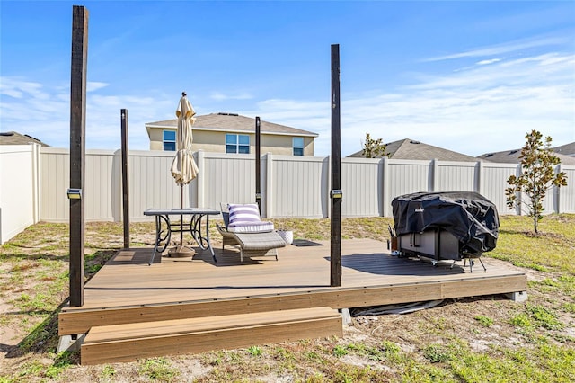 16766 Carlton Pond St, Wimauma, FL 33598 - wooden terrace with grilling area