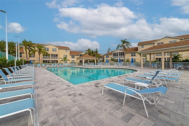 view of pool with a gazebo and a patio area