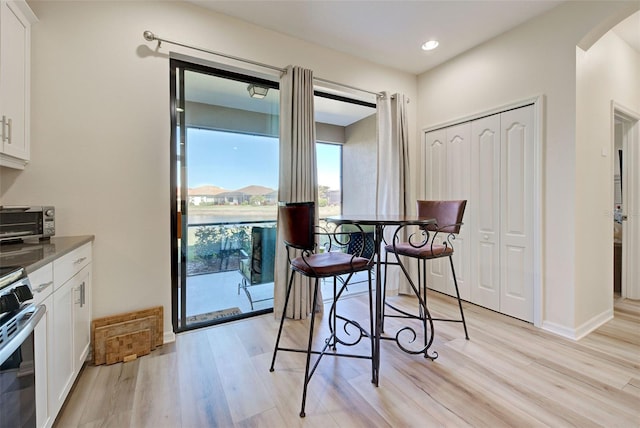 dining area featuring light hardwood / wood-style floors