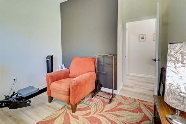 living area with light wood-type flooring