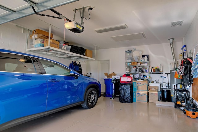 garage with a garage door opener