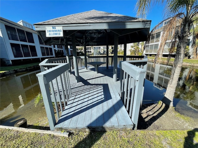 dock area featuring a water view