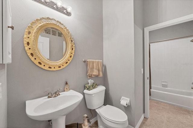 full bathroom featuring tile patterned floors, sink, shower / bath combination, and toilet