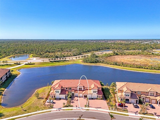 bird's eye view featuring a water view