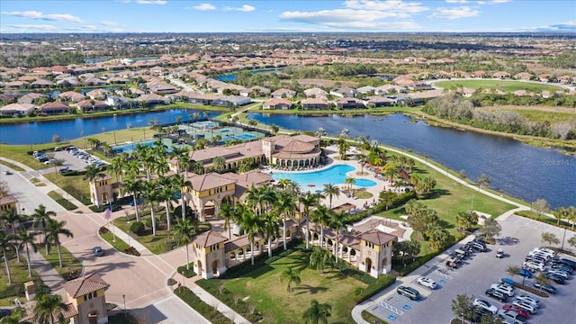 bird's eye view featuring a water view