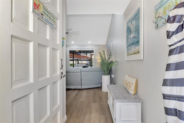 corridor featuring light hardwood / wood-style flooring