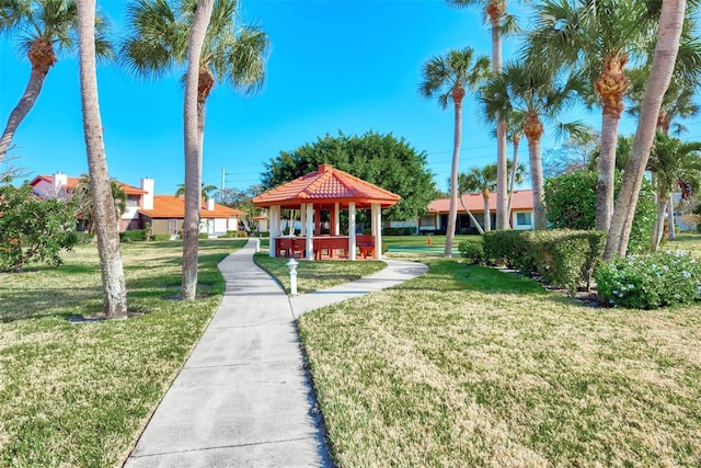 view of property's community featuring a gazebo and a yard