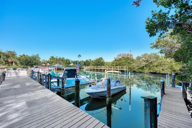 view of dock featuring a water view