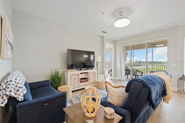 living room featuring light hardwood / wood-style flooring