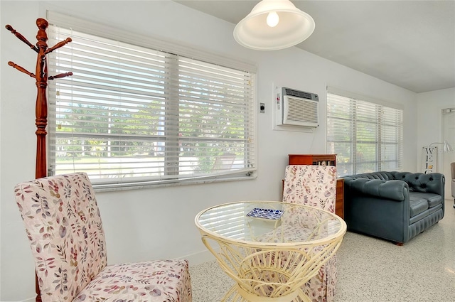 living area featuring a wall mounted AC