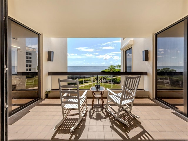 balcony with a water view