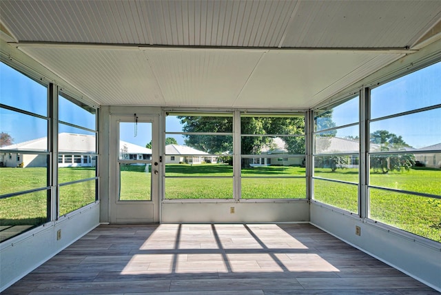 view of unfurnished sunroom