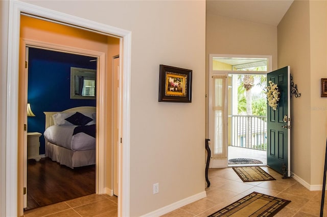 foyer with light tile patterned floors