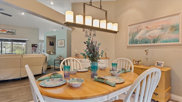 dining area with light wood-type flooring