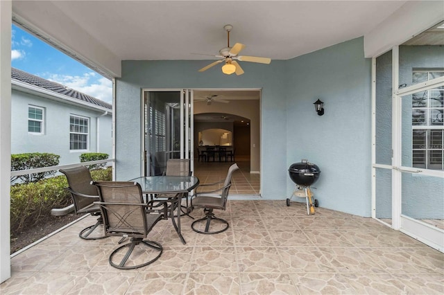 view of patio / terrace with ceiling fan