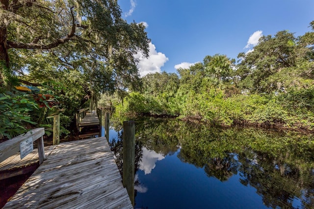 view of dock featuring a water view