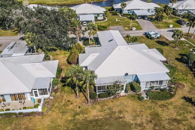 bird's eye view featuring a water view