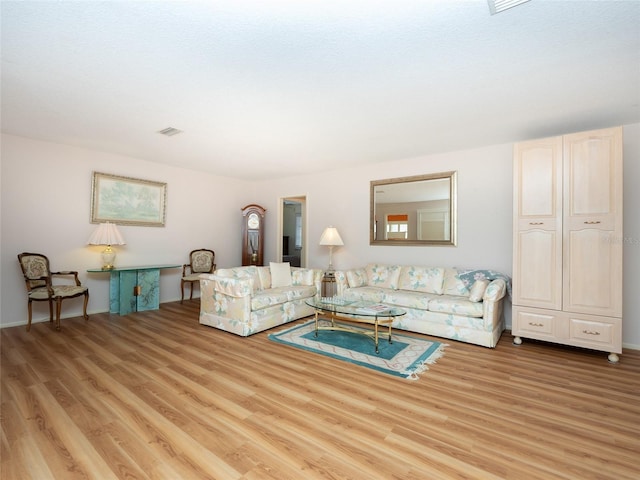 living room featuring light wood-type flooring