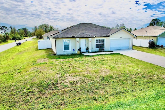8307 Glover Ave, North Port, FL 34291 - view of front of property featuring driveway, fence, a garage, and stucco siding