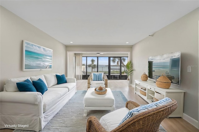 living room featuring light hardwood / wood-style floors