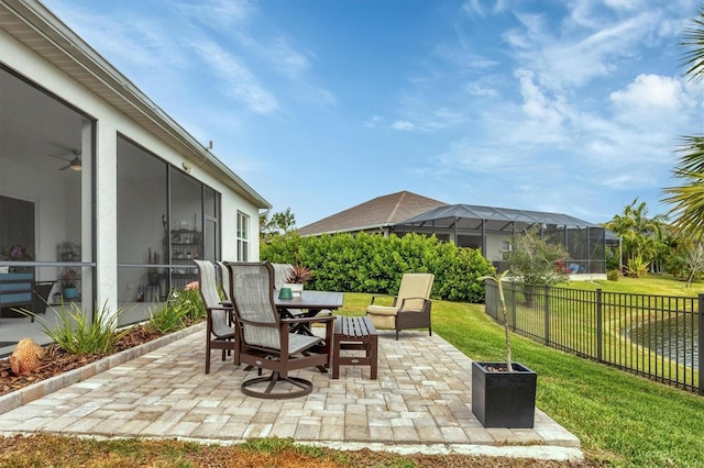 view of patio / terrace with ceiling fan