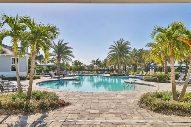 view of pool featuring a patio