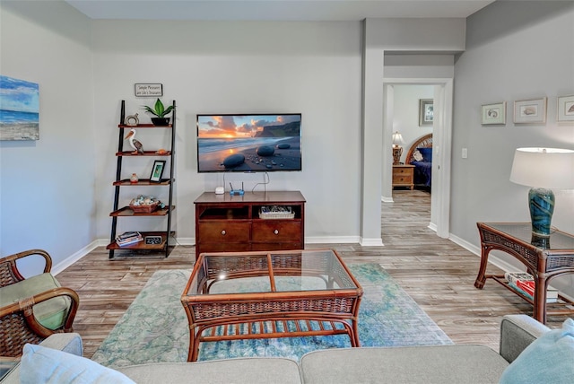 living room with light wood-type flooring