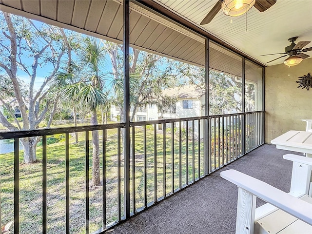 view of unfurnished sunroom