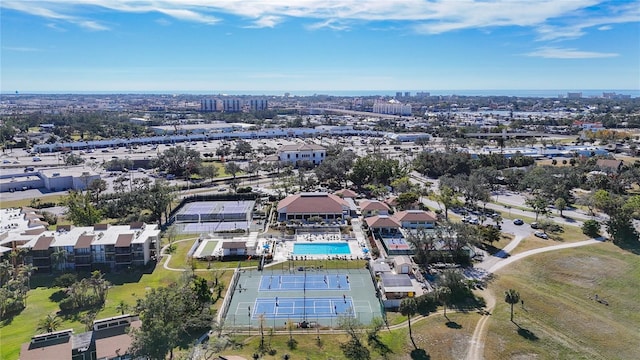 aerial view featuring a city view