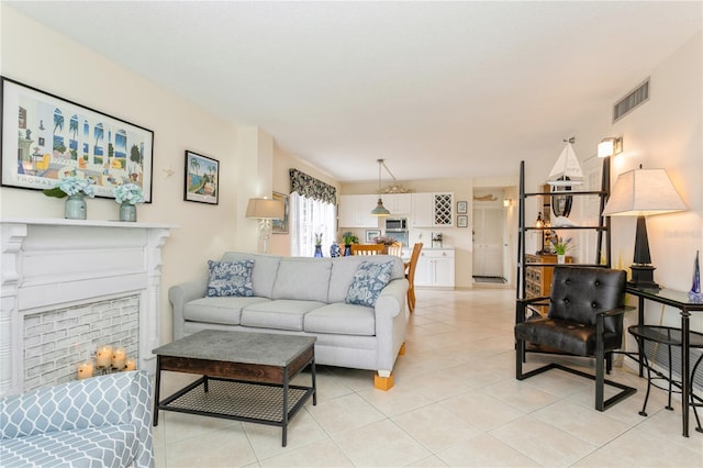 view of tiled living room