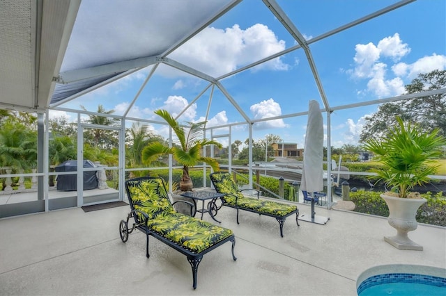 view of patio / terrace with glass enclosure