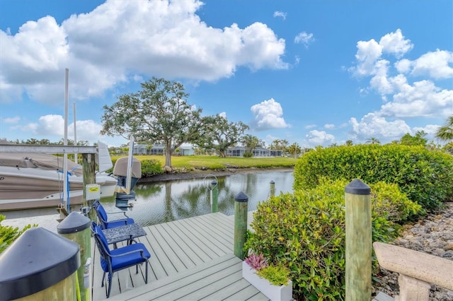 dock area with a water view