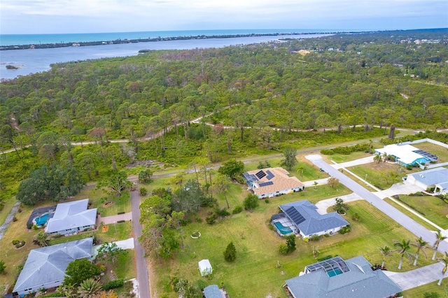 bird's eye view featuring a water view