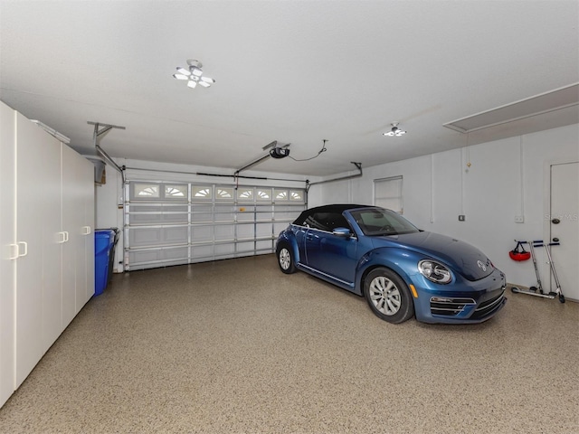 garage with a garage door opener