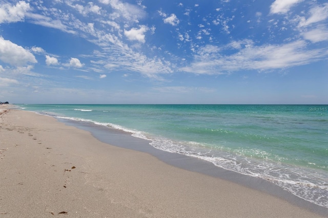 view of water feature featuring a beach view