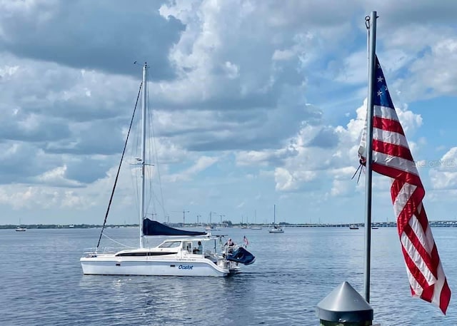 view of dock featuring a water view