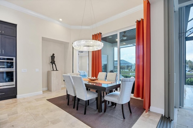 dining area with crown molding