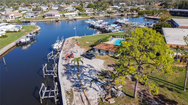 bird's eye view featuring a water view